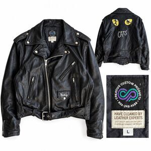 VTG CATS Broadway Musical Cast Leather Biker Jacket Women's L Black
